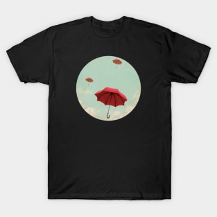 Red Umbrellas in the Sky T-Shirt